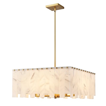 Z-Lite Viviana Chandelier, 8-Light, 26 In.W x 12 In.H, Rubbed Brass/Alabaster 345P26-RB